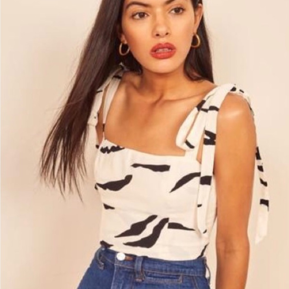 Reformation Black and White Patterned Blouse